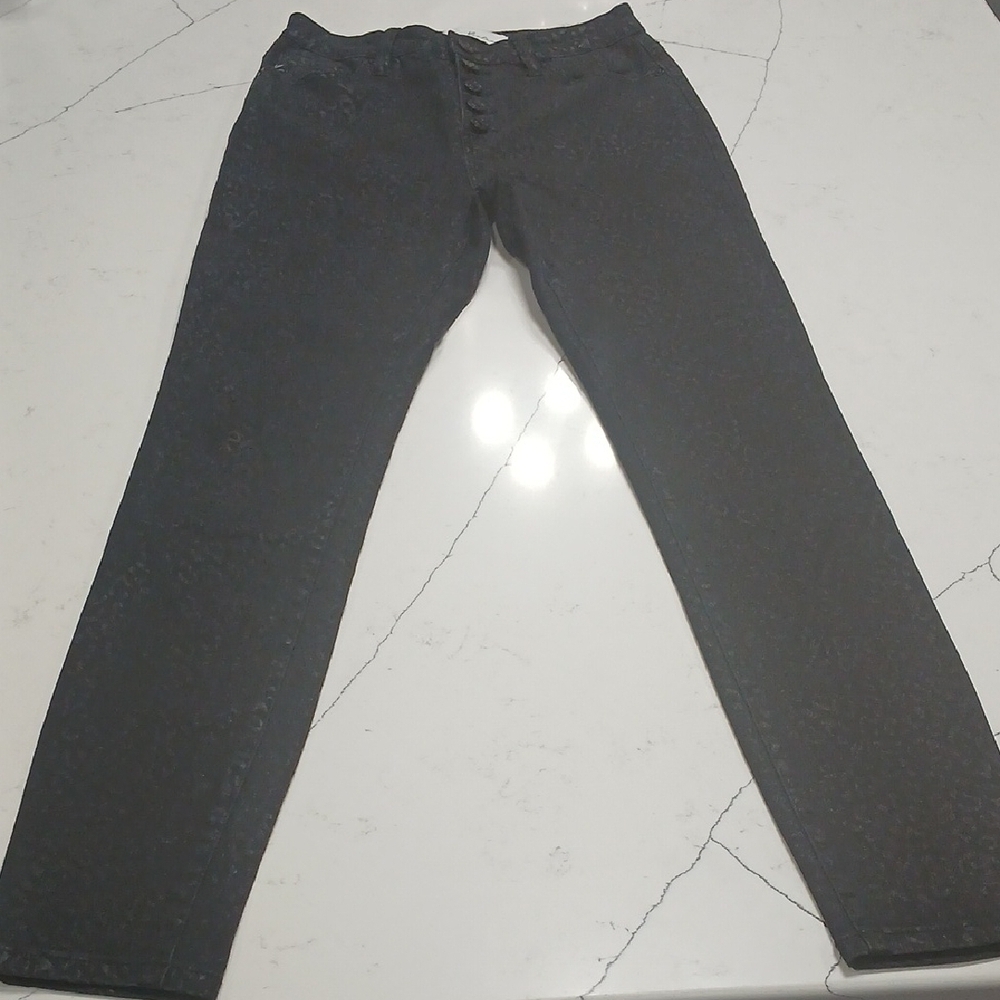 Stylish Black Pants With Leopard Print, By Kancan, Sz 27 Gentle Used , Skinny